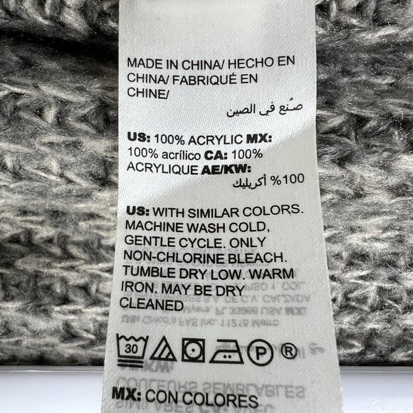 Chicos Womens M Patchwork Open Front Asym Cardigan Sweater Neutral Color Block - Picture 13 of 14